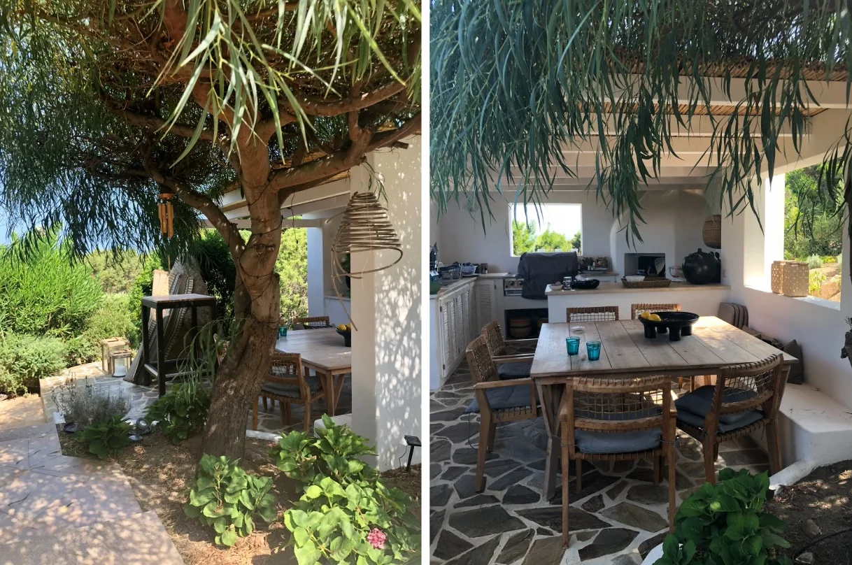 Outdoor dining beneath the trees