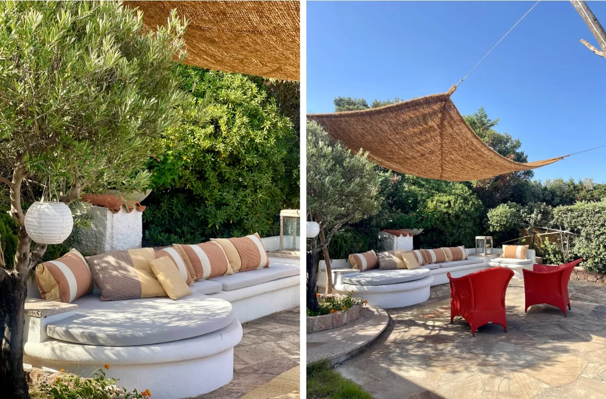 Shaded terrace lounge under the olive tree