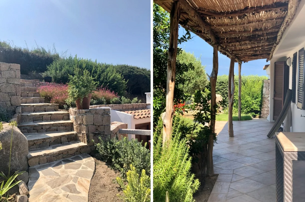 Garden steps and paths around the house