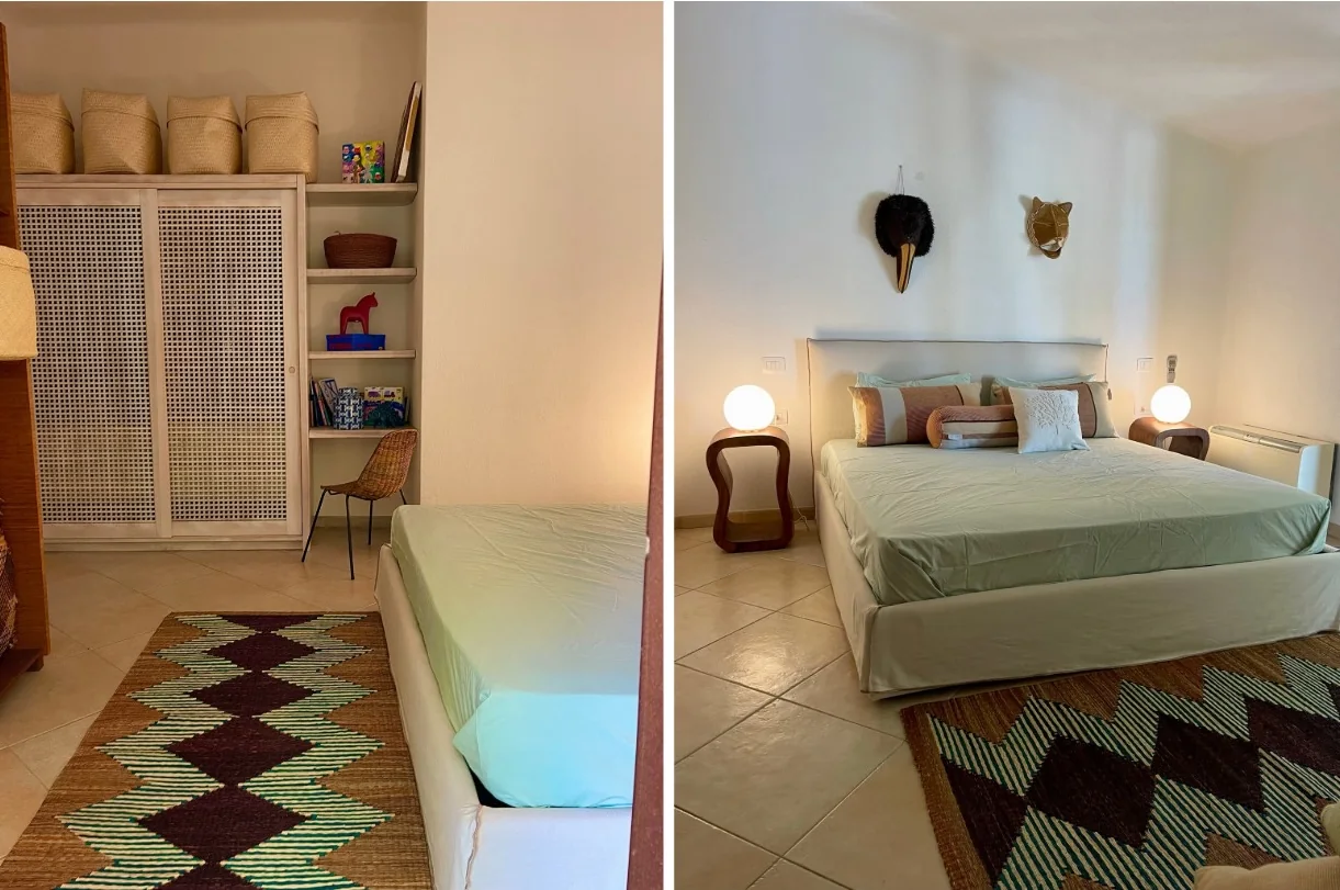 Bedrooms with handwoven rugs
