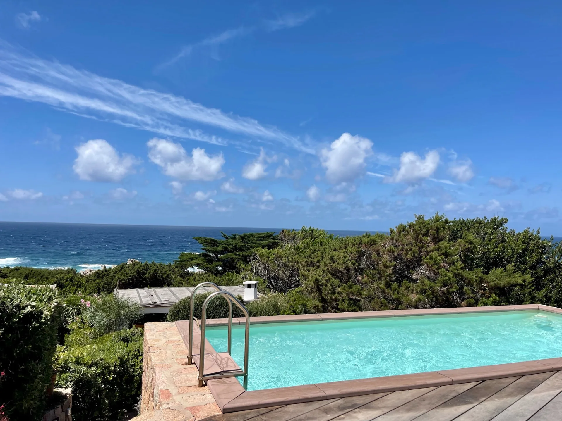 Private pool on the elevated terrace overlooking the sea