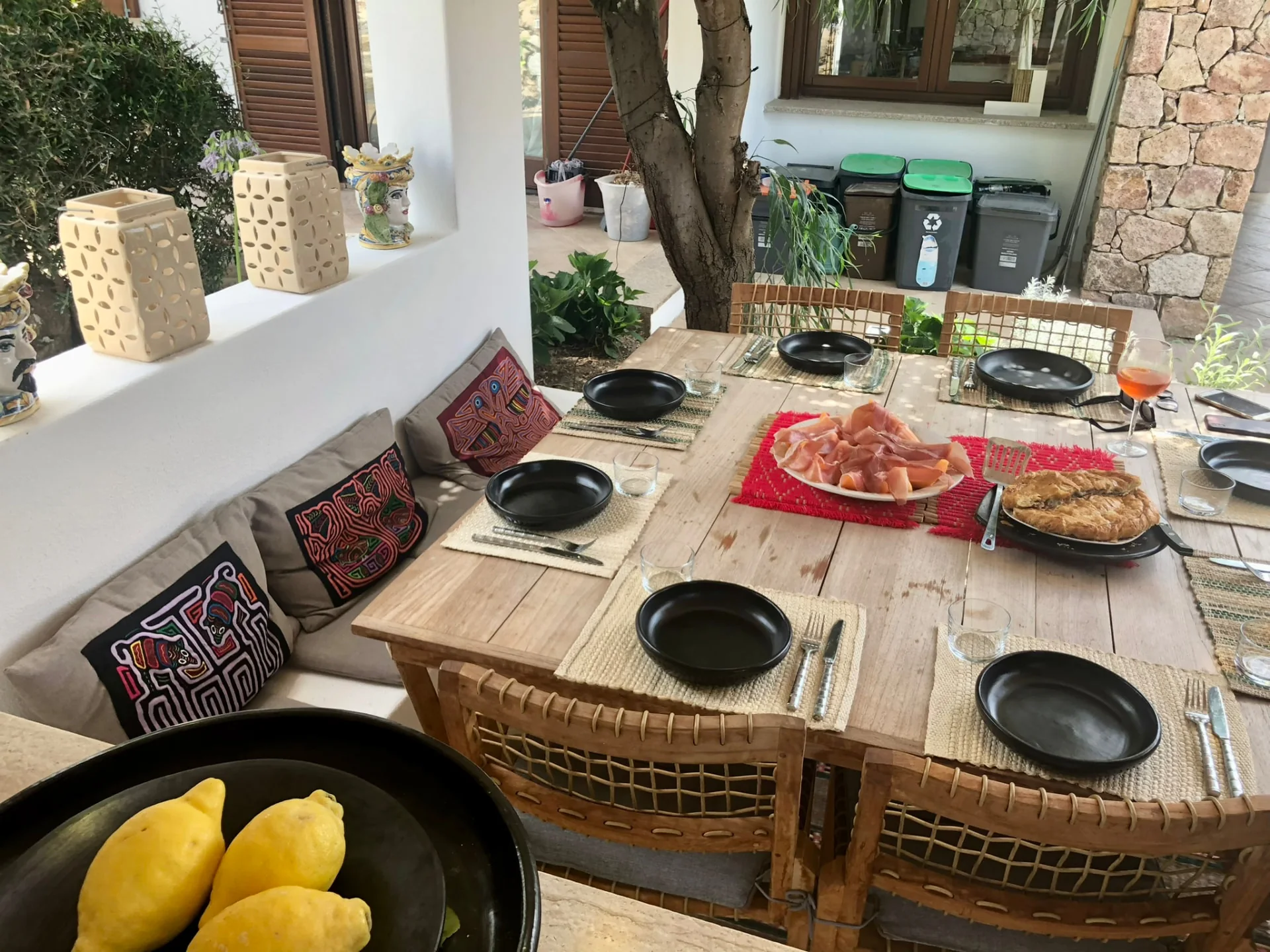 Table laid for lunch on the terrace